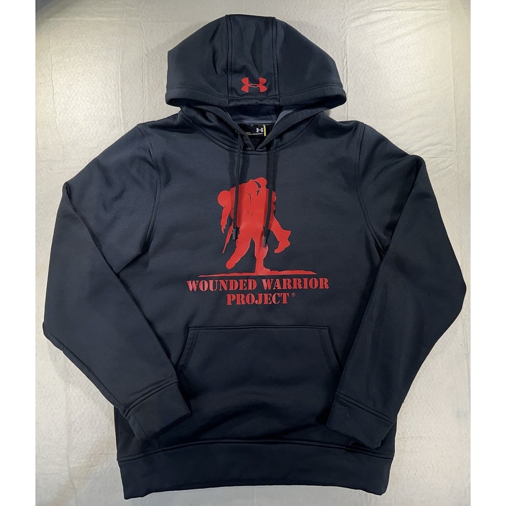Under Armour Hoodie Sweatshirt Mens Small Black Wounded Warrior Project Storm